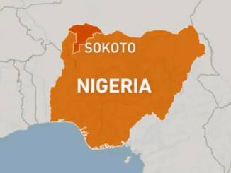 Mapa em destaque da Nigéria com ênfase no estado de Sokoto, localizado no noroeste do país.