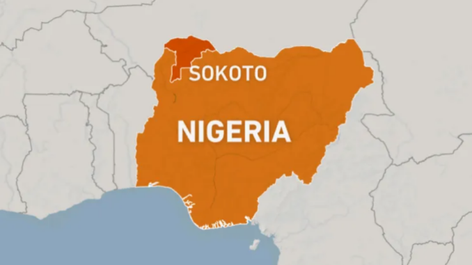 Mapa em destaque da Nigéria com ênfase no estado de Sokoto, localizado no noroeste do país.