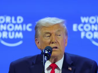 Donald Trump discursa no Fórum Econômico Mundial, em Davos, na Suíça.