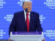 Donald Trump discursa no World Economic Forum durante a reunião anual de Davos 2026
