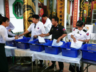 Funcionários eleitorais e agentes de segurança supervisionam votação durante eleições em Mianmar em meio a questionamentos internacionais