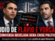 Imagem jornalística sobre áudio atribuído a Flávio Bolsonaro e Daniel Vorcaro, com celular exibindo onda sonora, Congresso Nacional ao fundo e elementos visuais de crise política e apoio financeiro.